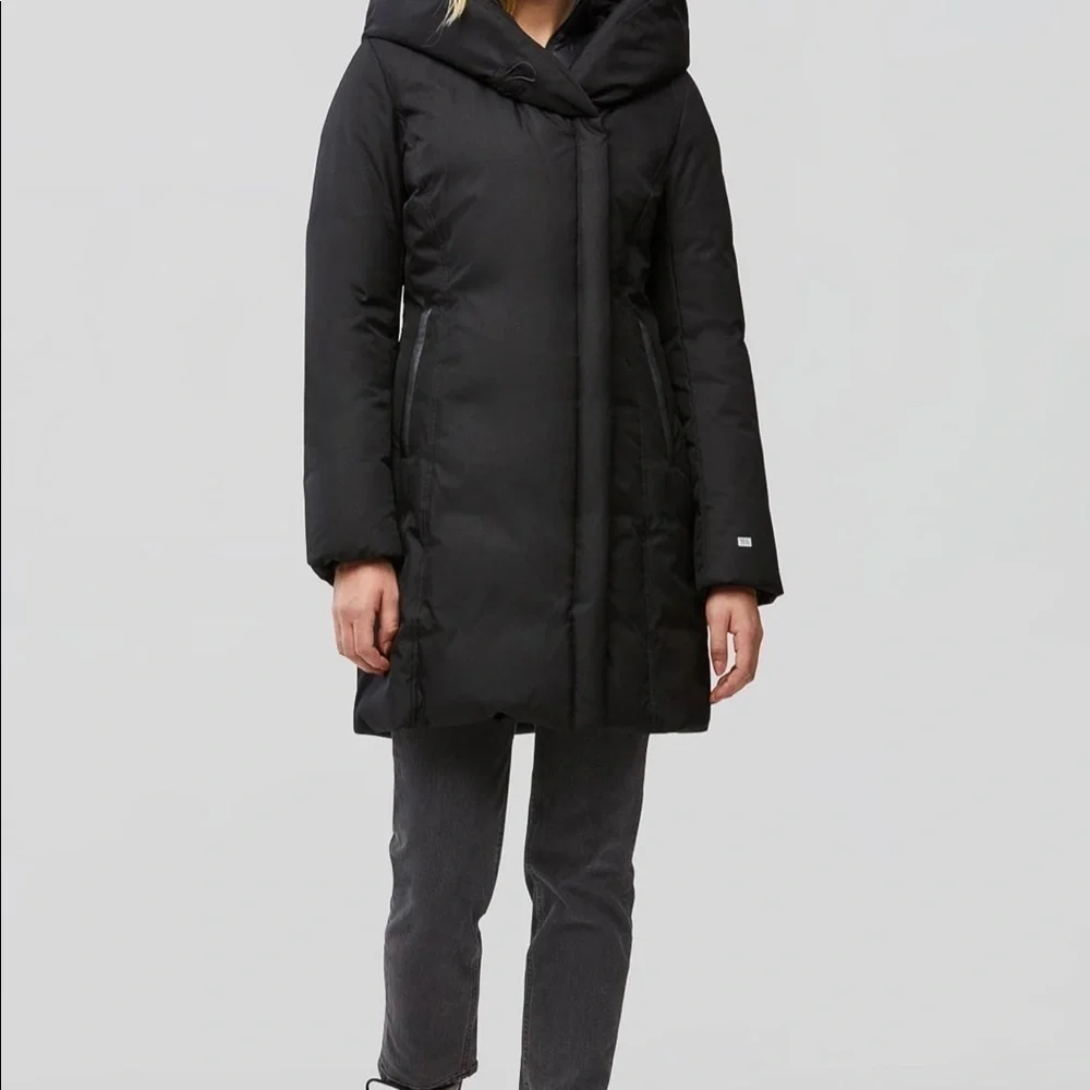 Soia & KYO CAMIELA Slim Fit Brushed Down Coat With Leather Trim - Picture 4 of 16